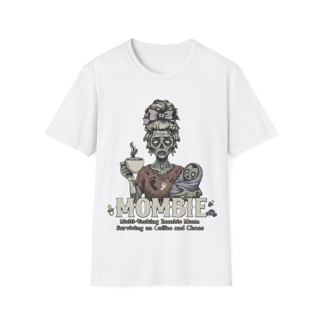 Mombie Adult T-Shirt – Funny Zombie Coffee Tee for Halloween & Horror Fans