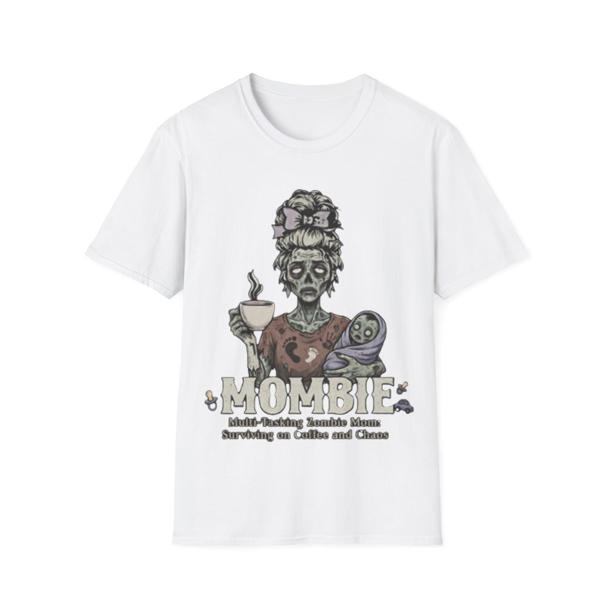 Mombie Adult T-Shirt – Funny Zombie Coffee Tee for Halloween & Horror Fans