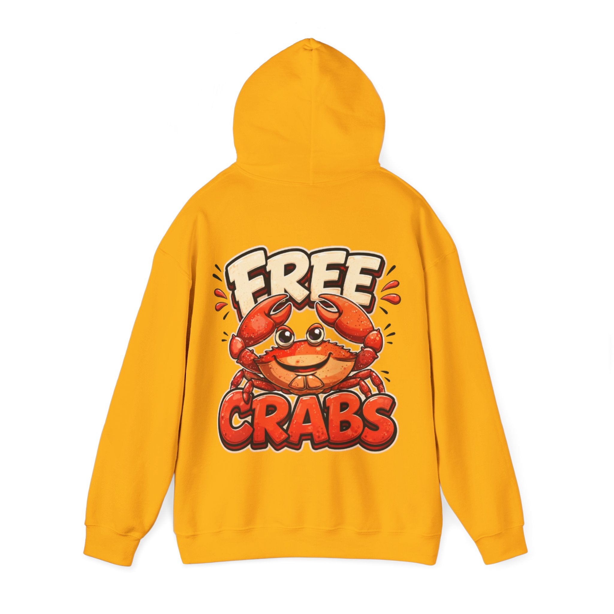 Adult Hoodie — Cute 'Free Crabs' Cartoon Crab Graphic Pullover
