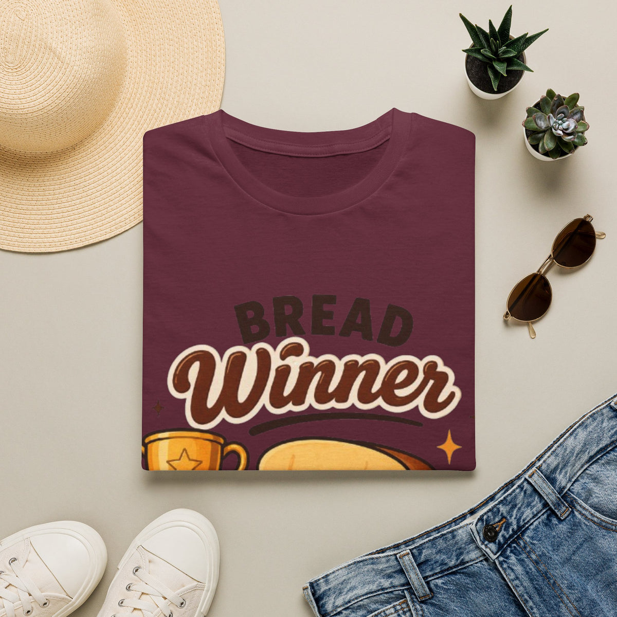 Bread Winner Adult T‑Shirt — Funny Toast Cartoon Tee for Bakers & Breakfast Lovers
