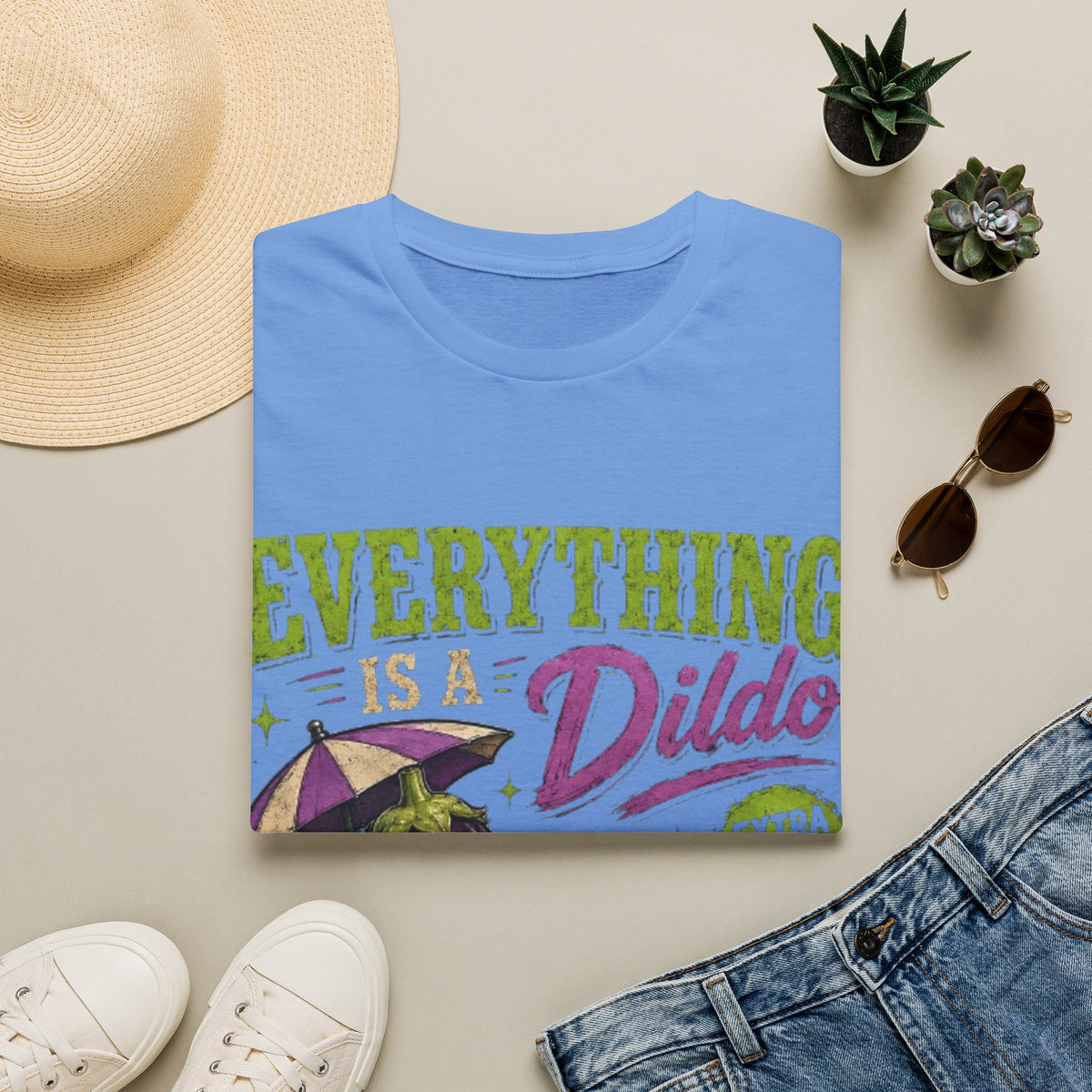 Graphic Adult T‑Shirt — "Everything Is a Dildo" Humorous Eggplant Design