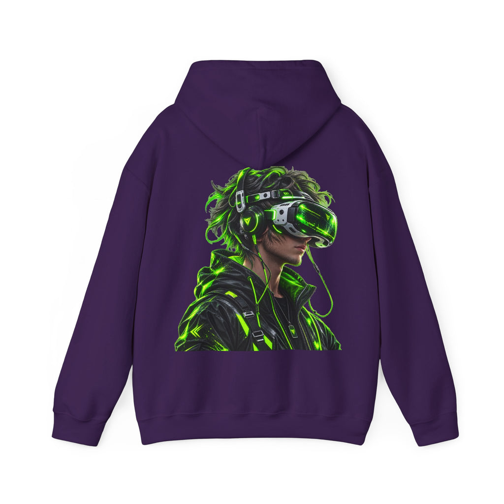 VR Gamer  Adult Hoodie — Neon Cyberpunk Virtual Reality Gamer Graphic Sweatshirt