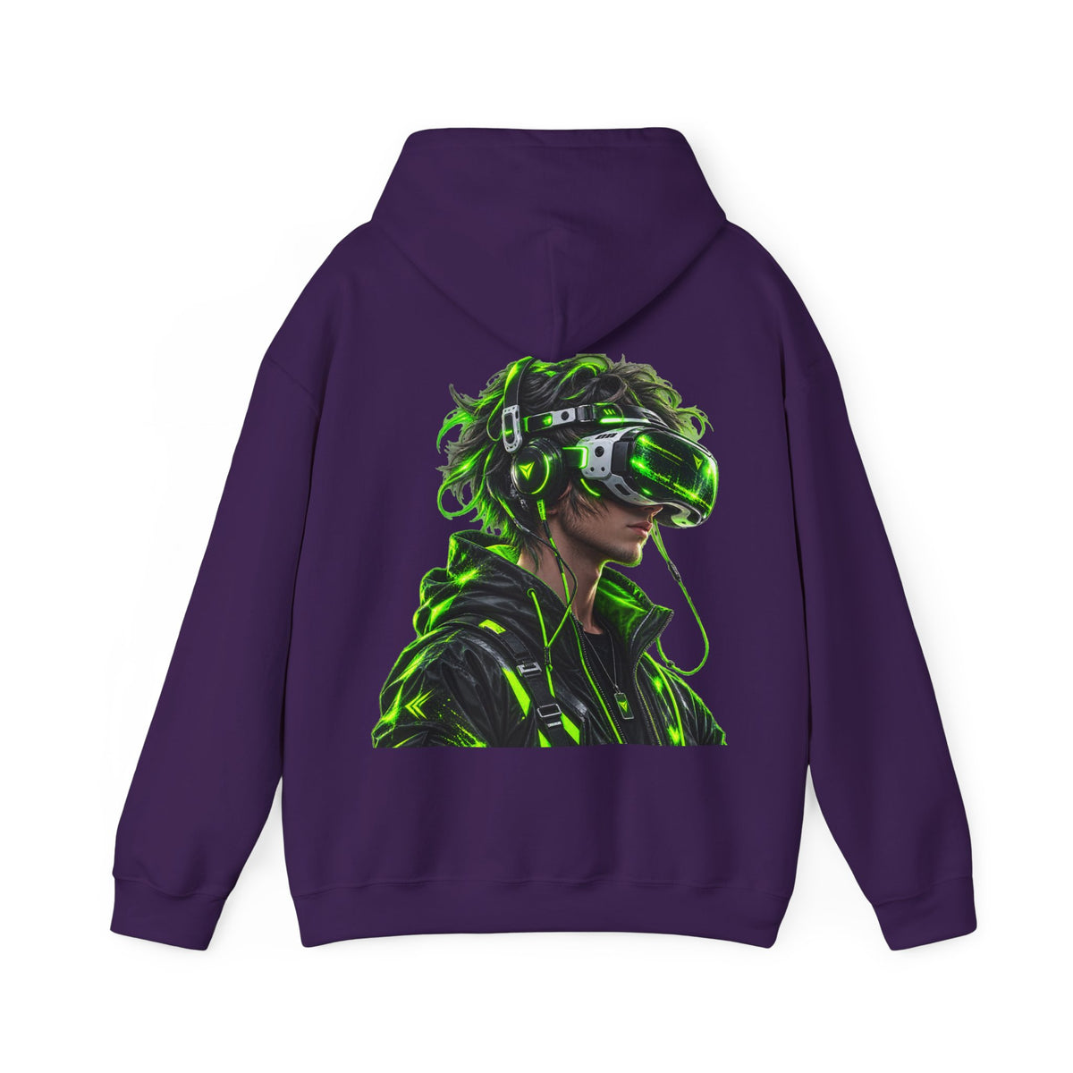 VR Gamer  Adult Hoodie — Neon Cyberpunk Virtual Reality Gamer Graphic Sweatshirt