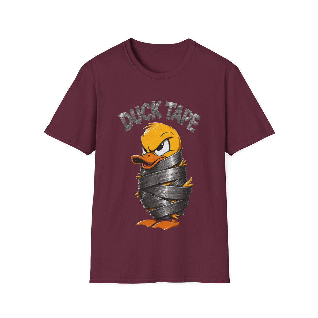 Duck Tape Adult T-Shirt — Funny Angry Duck Wrapped in Duct Tape Graphic Tee