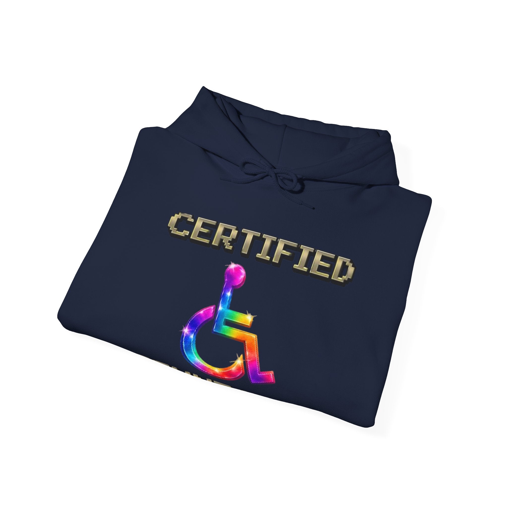 Adult Hoodie - "Certified Stunt Man" Rainbow Wheelchair Hoodie