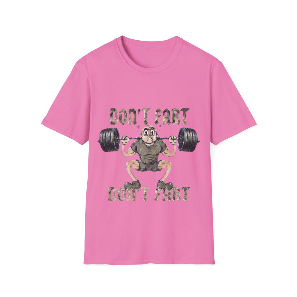 Don't Fart Weightlifting  Adult T‑Shirt — Funny Gym Workout Tee