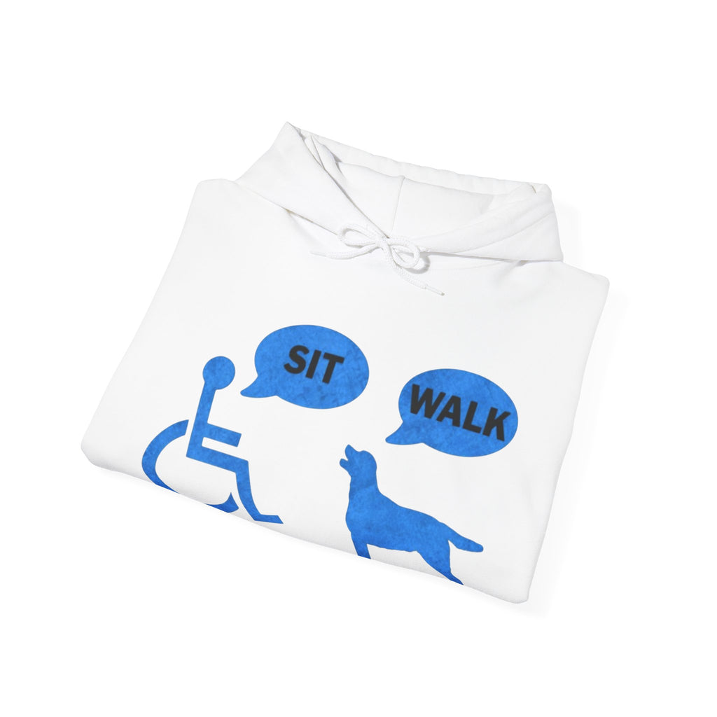 Hoodie - Wheelchair & Dog Speech Bubbles “SIT / WALK” Rescue Pet Support Sweatshirt