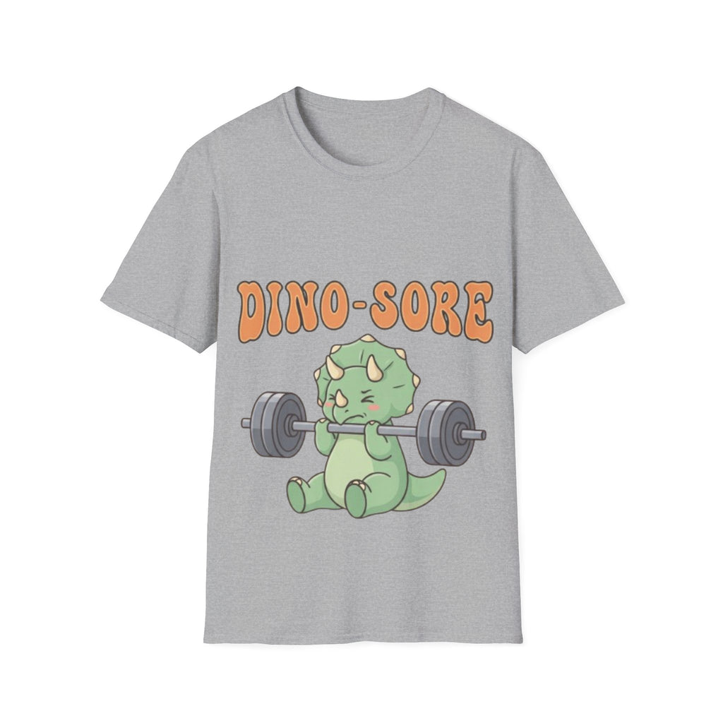 Dino-Sore Adult T-Shirt — Cute Workout Dinosaur Fitness Tee