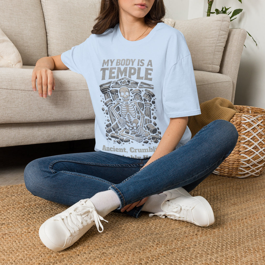 Temple Skeleton Adult T-Shirt — "My Body Is a Temple" Vintage Gothic Tee