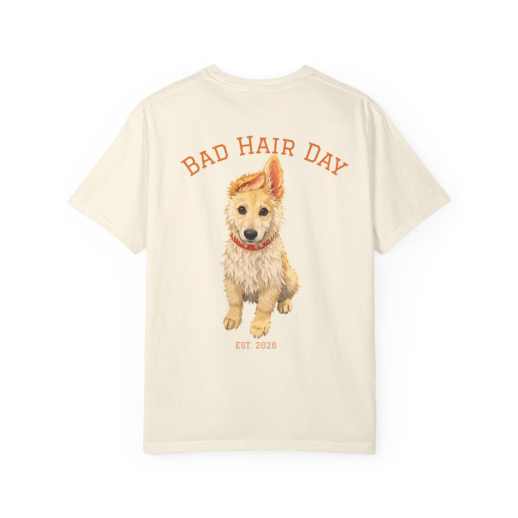 Bad Hair Day Puppy Adult T-Shirt | Paw Print Graphic