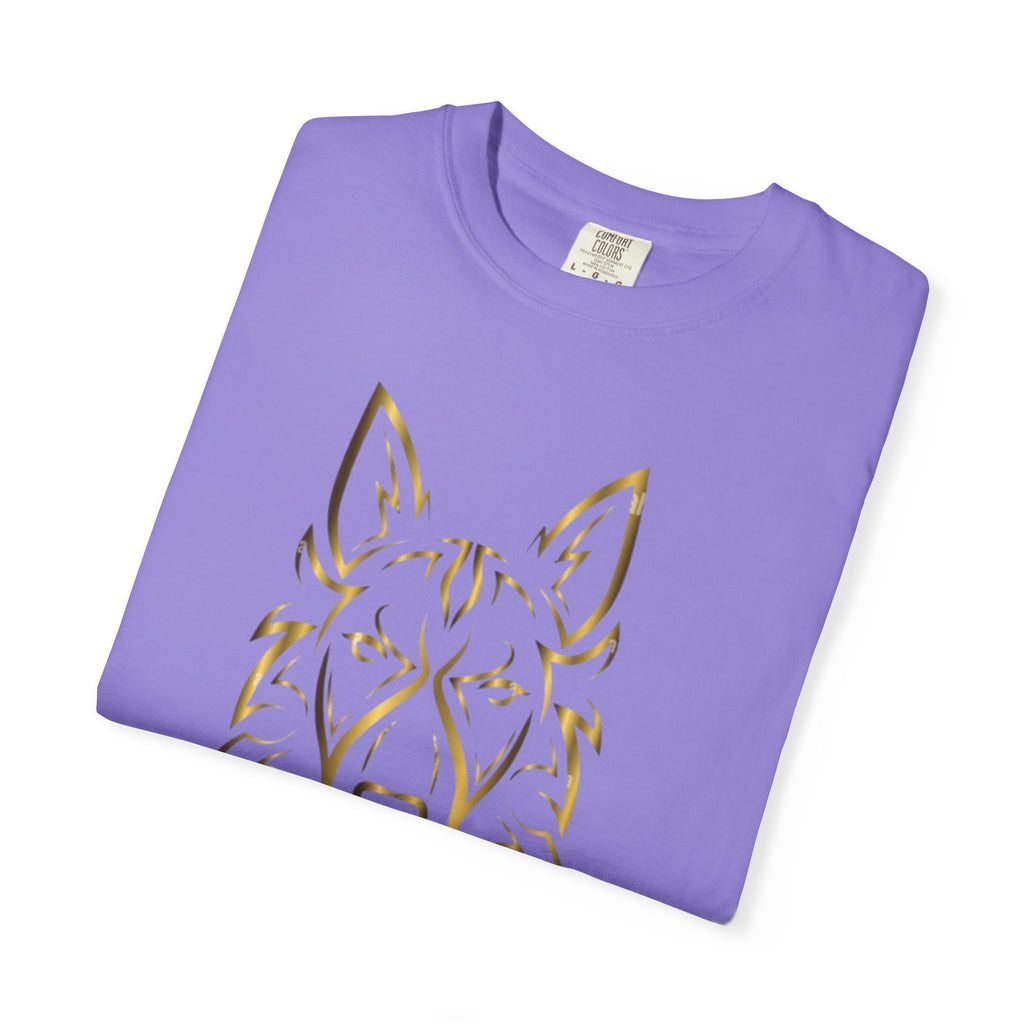 The Angel Wolf Adult T-Shirt — Gold Line Art Graphic Tee