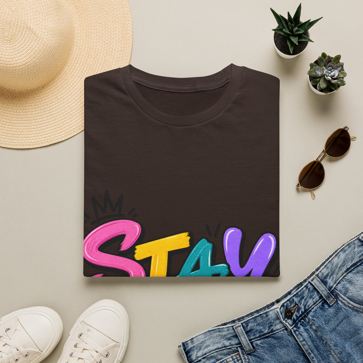 Stay Weird Adult T-Shirt — Colorful Graffiti Graphic Tee