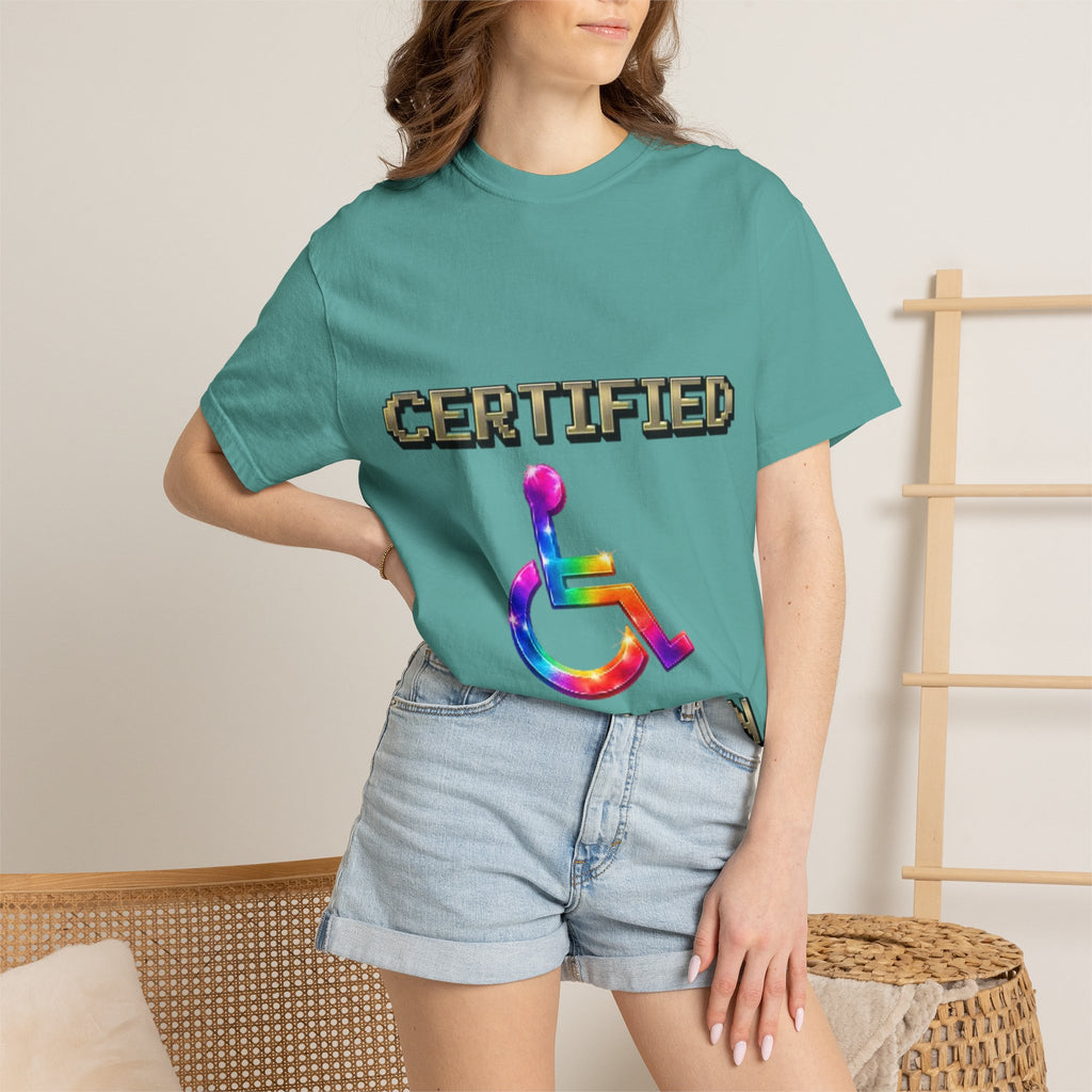 Certified Stunt Man T-Shirt — Rainbow Wheelchair Adult Tee