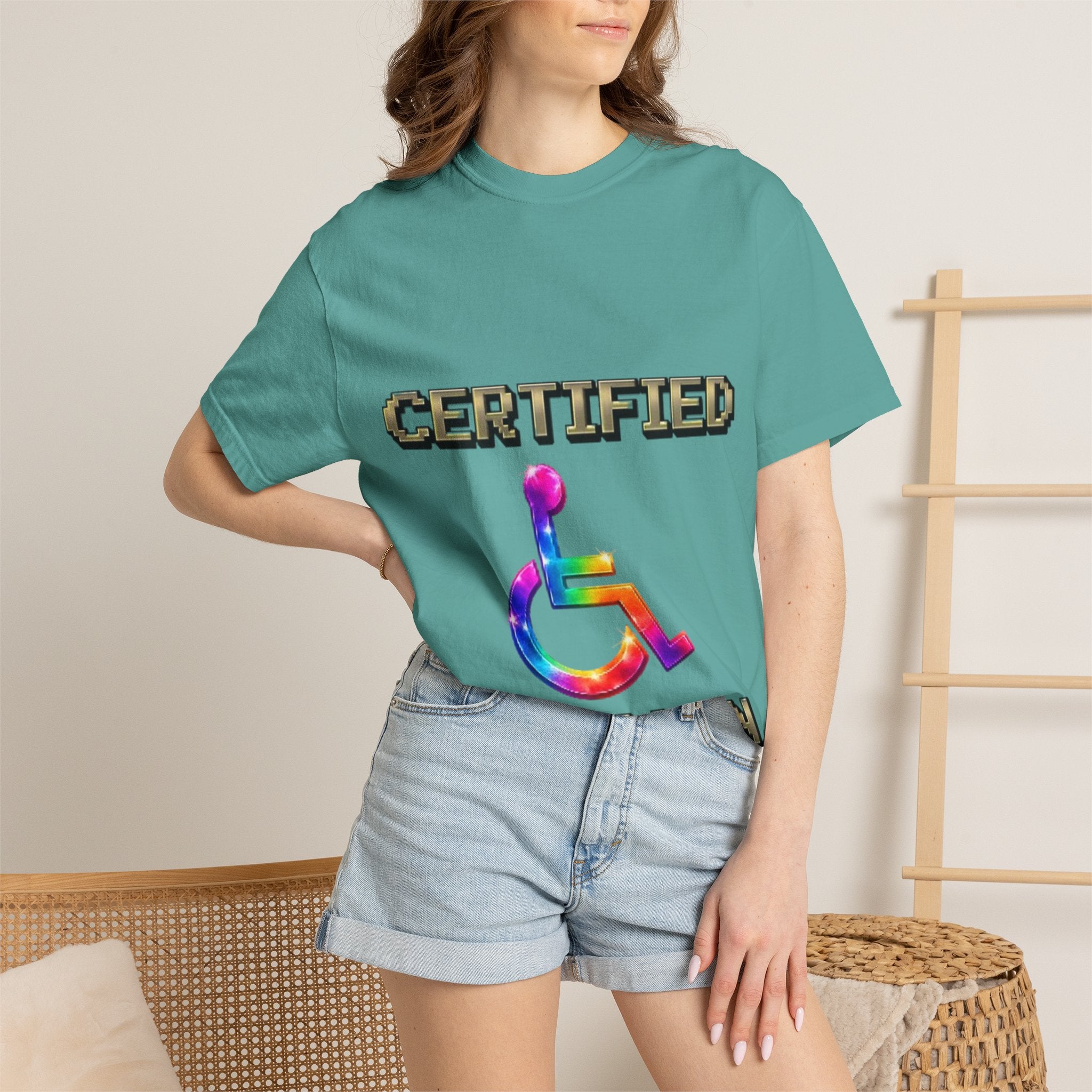 Certified Stunt Man T-Shirt — Rainbow Wheelchair Adult Tee