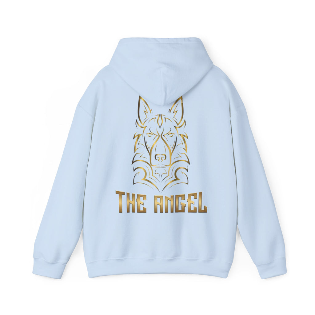 Angel Wolf Adult Hoodie — "The Angel" Gold Graphic Pullover