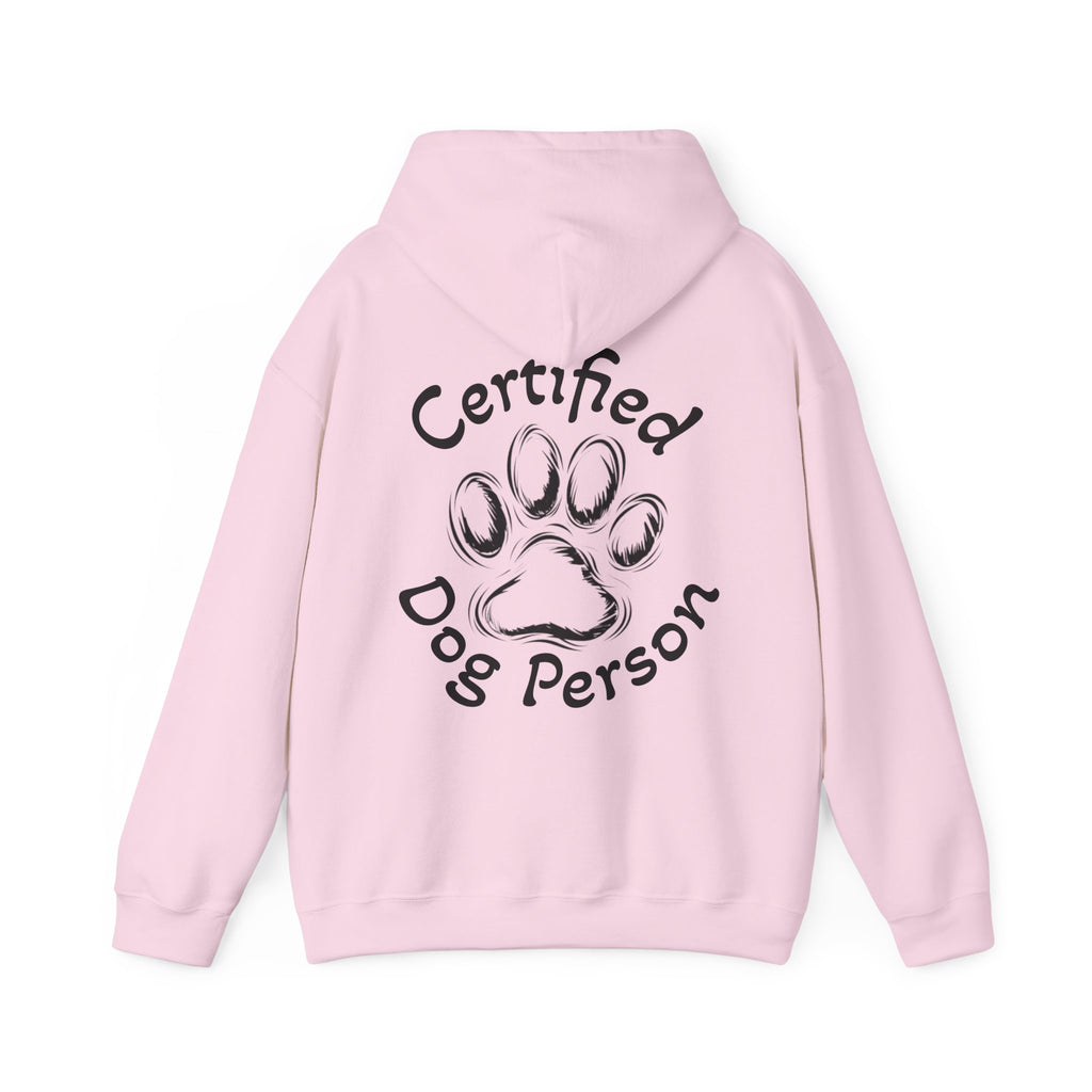 Certified Dog Person Adult Hoodie - Paw Print Graphic Dog Lover Sweatshirt