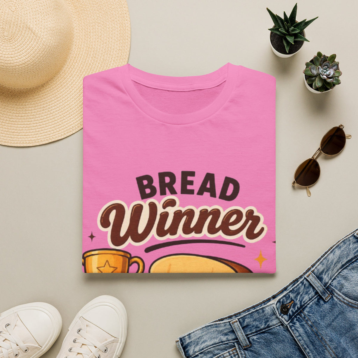 Bread Winner Adult T‑Shirt — Funny Toast Cartoon Tee for Bakers & Breakfast Lovers