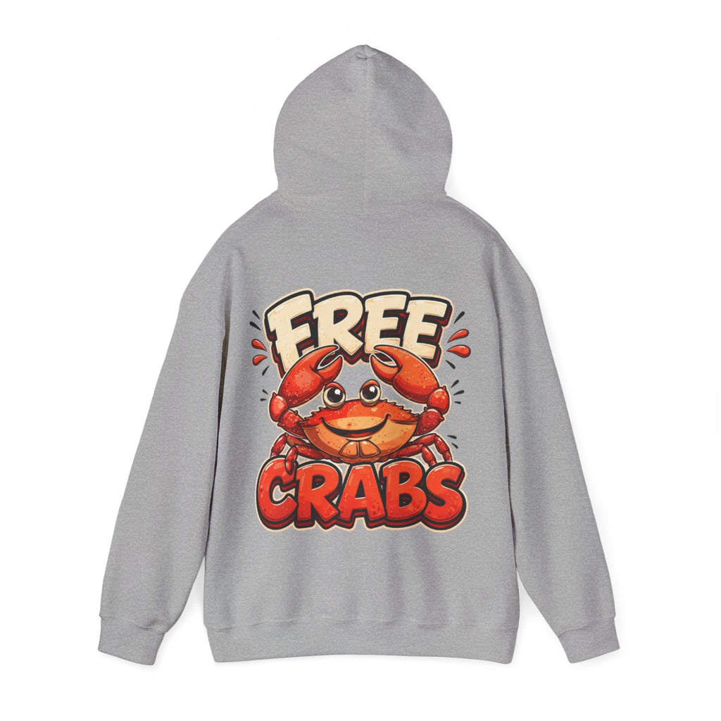 Adult Hoodie — Cute 'Free Crabs' Cartoon Crab Graphic Pullover