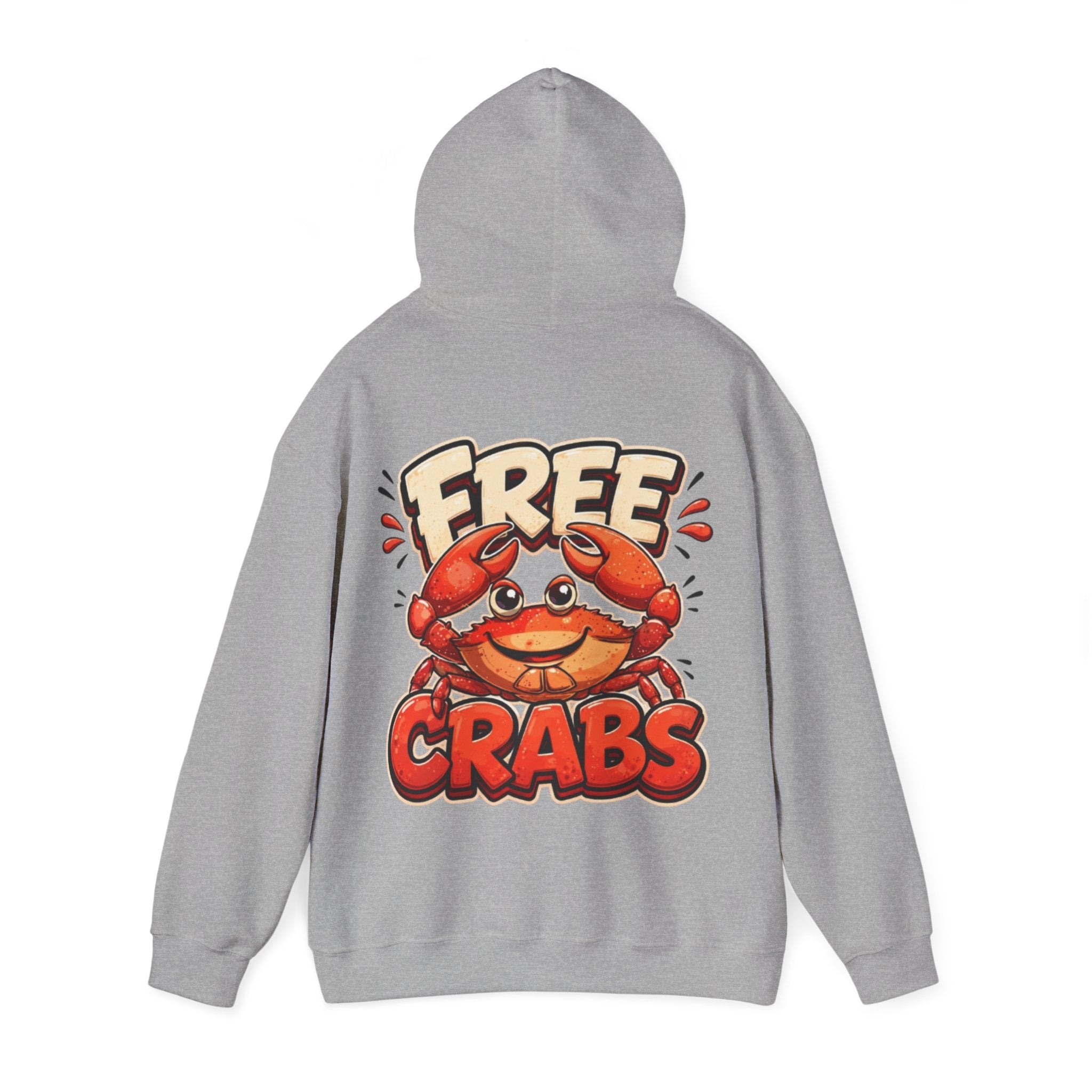 Adult Hoodie — Cute 'Free Crabs' Cartoon Crab Graphic Pullover