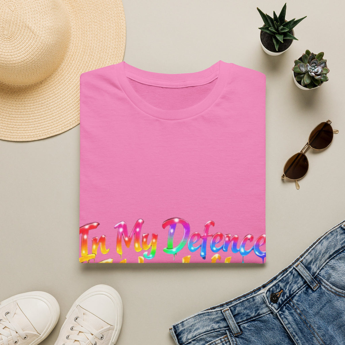 In My Defense I Was Left Unsupervised Adult T-Shirt – Funny Rainbow Casual Tee for Women & Men