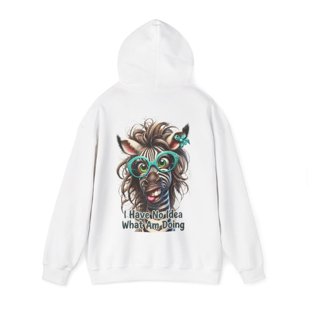 Funny Zebra Adult Hoodie — 'I Have No Idea What I Am Doing' Graphic Pullover