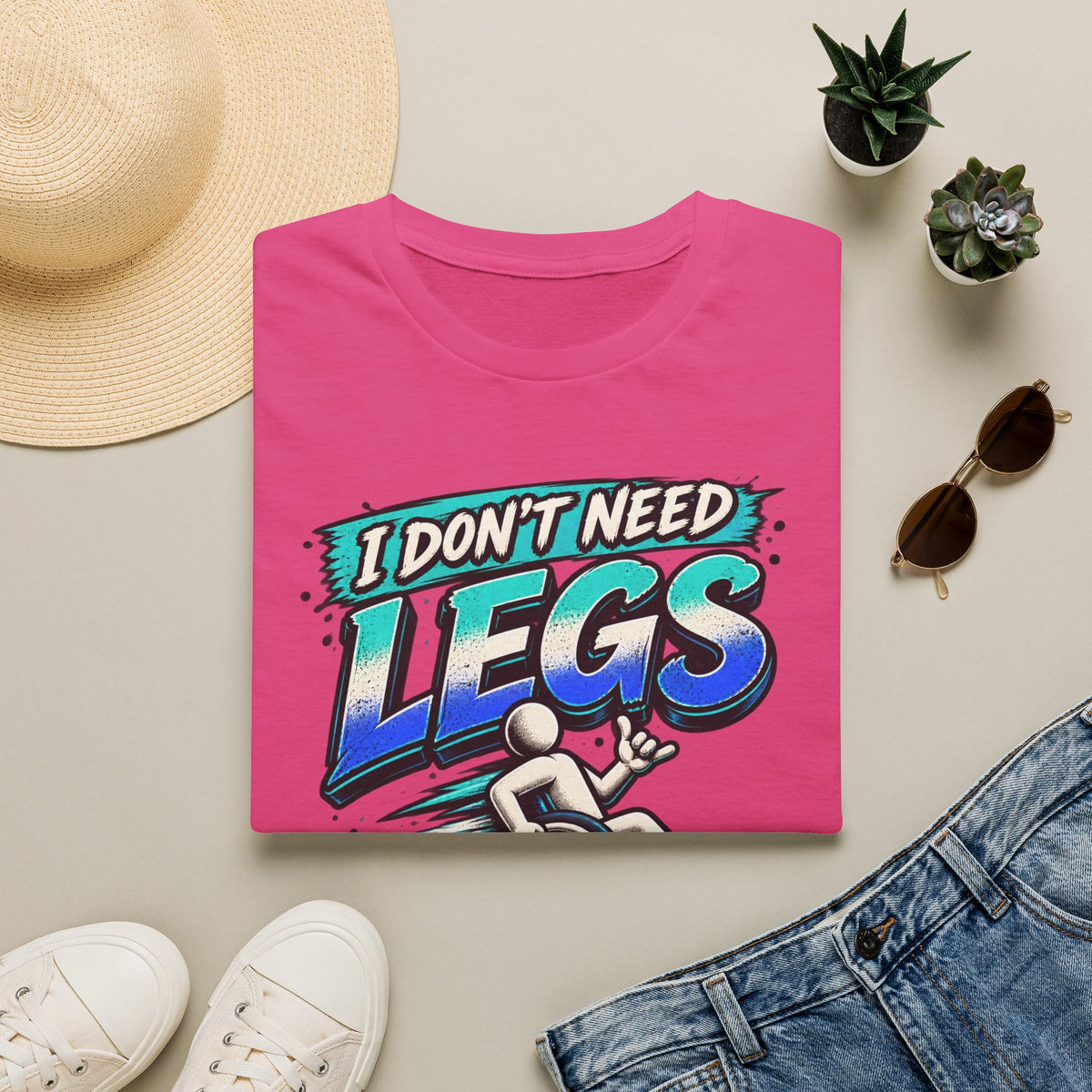 I Don't Need Legs to Kick Your Ass Adult T-Shirt — Funny Wheelchair Disability Pride Tee
