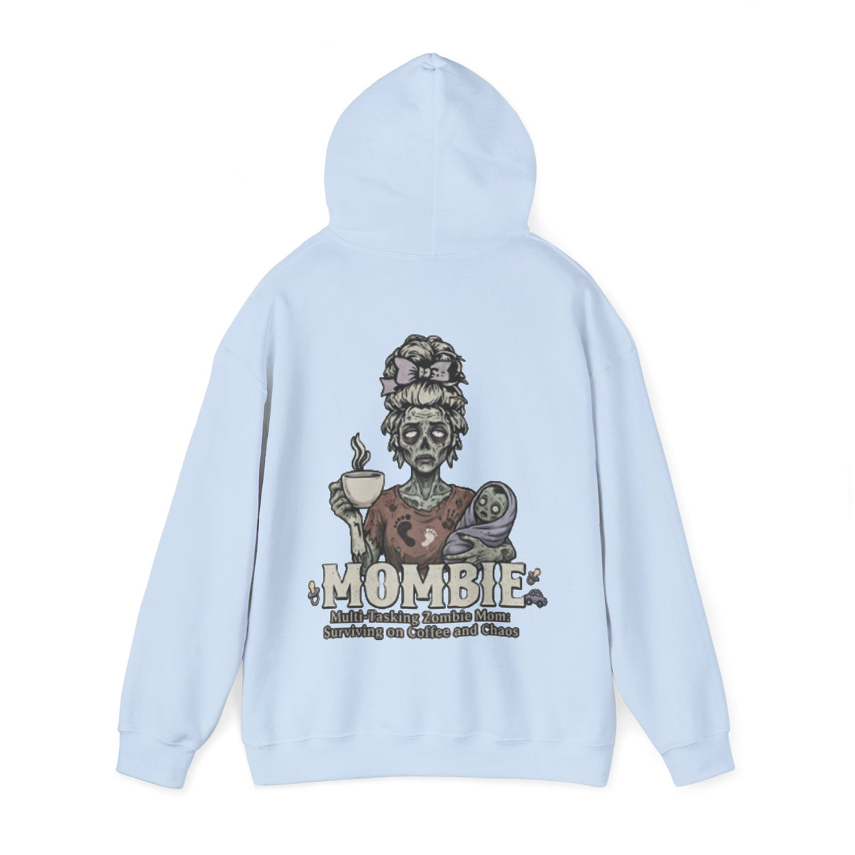 Mombie Adult Hoodie — “Mombie” Funny Coffee & Chaos Mom Sweatshirt