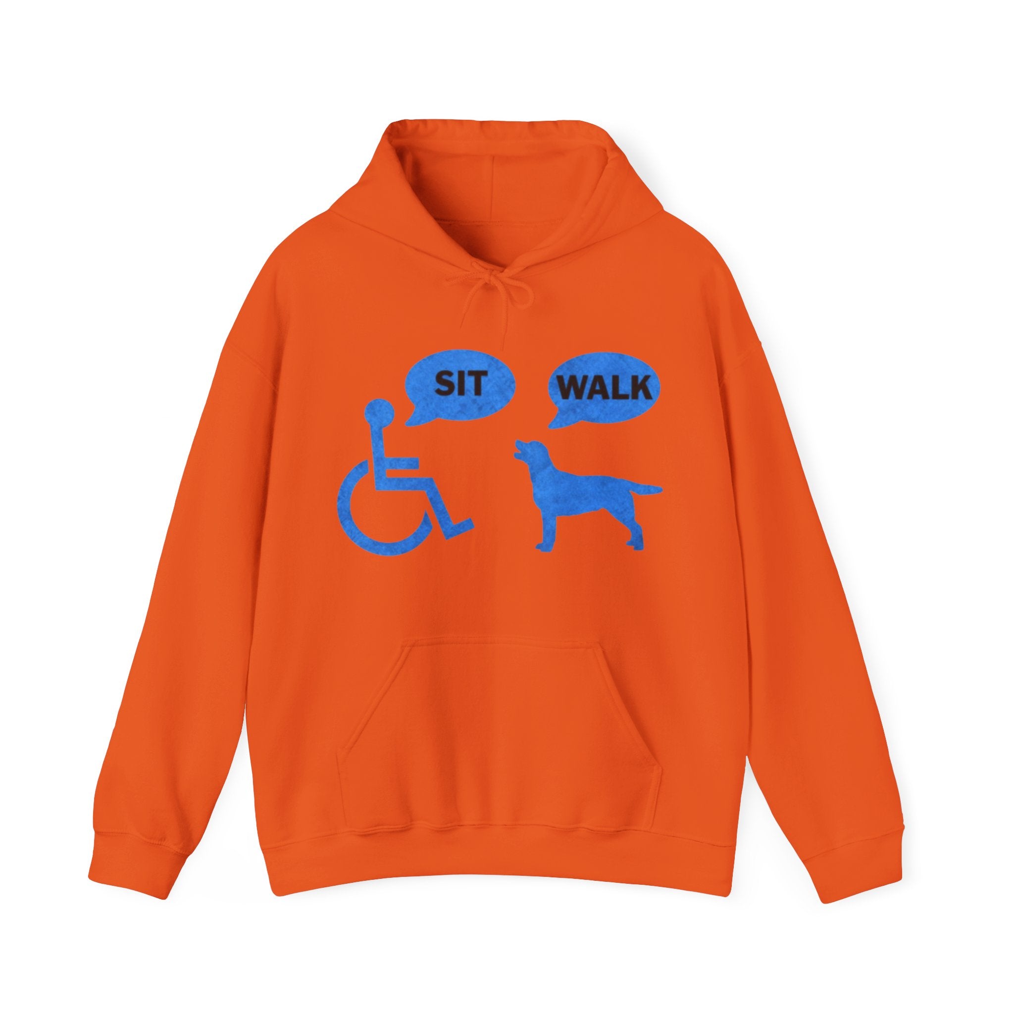 Hoodie - Wheelchair & Dog Speech Bubbles “SIT / WALK” Rescue Pet Support Sweatshirt