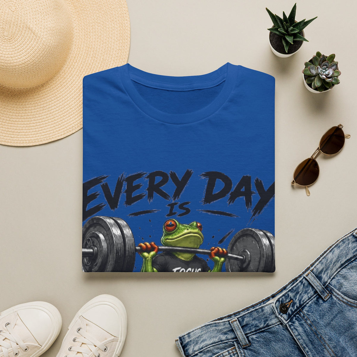 Weightlifting Frog Adult T‑Shirt — "Every Day Is Leg Day" Graphic Tee