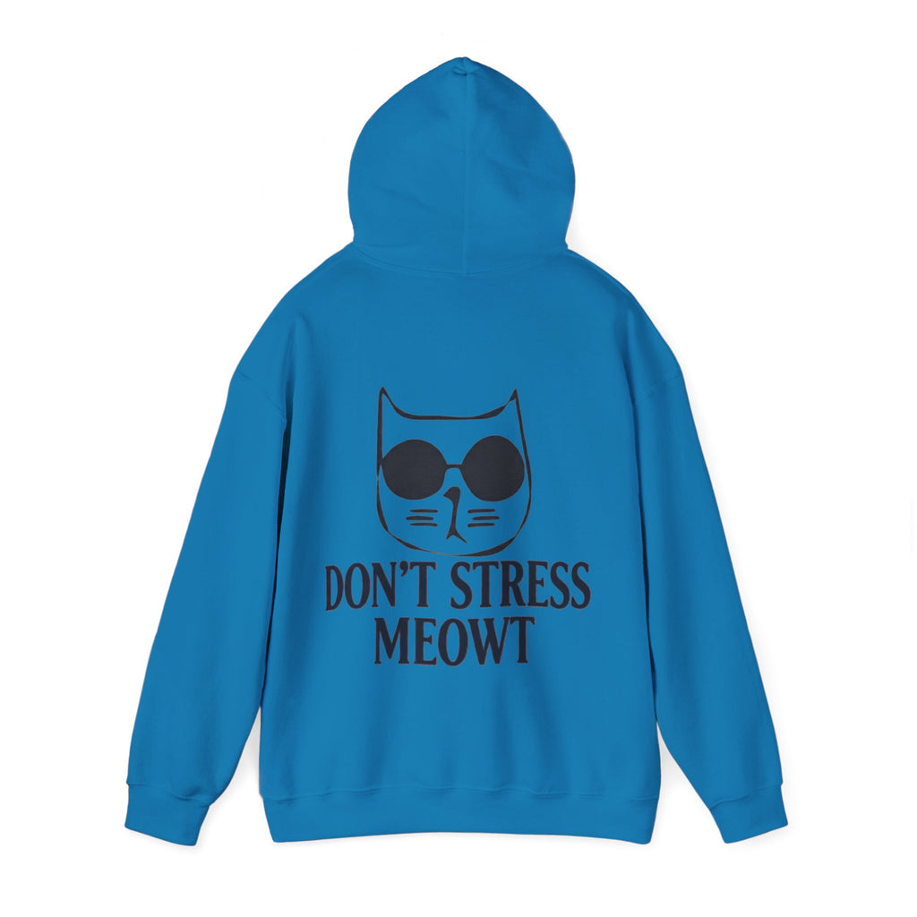 Don't Stress Meowt Adult Hoodie — Relaxed Cat Graphic Sweatshirt