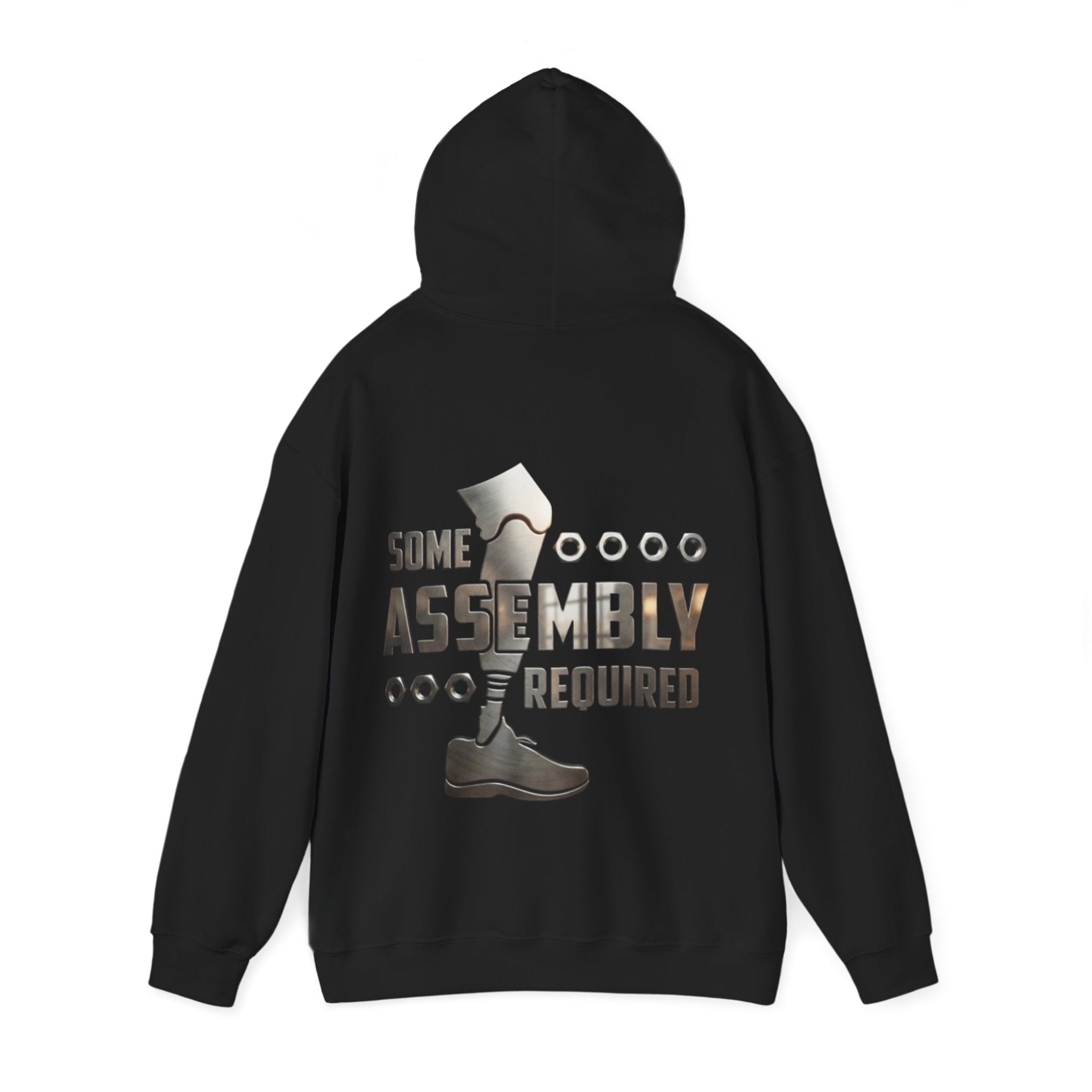 Adult Hoodie — "Some Assembly Required" Robot Leg Graphic Pullover