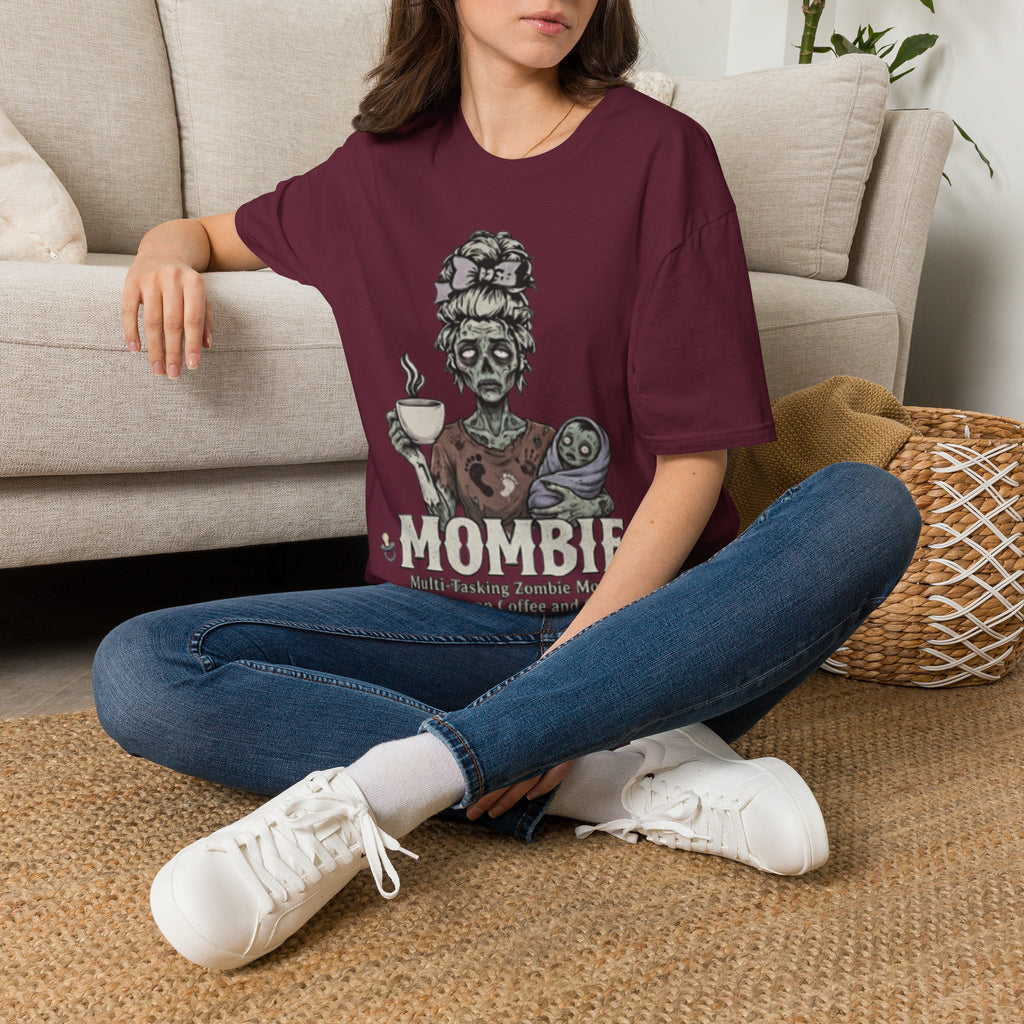 Mombie Adult T-Shirt – Funny Zombie Coffee Tee for Halloween & Horror Fans