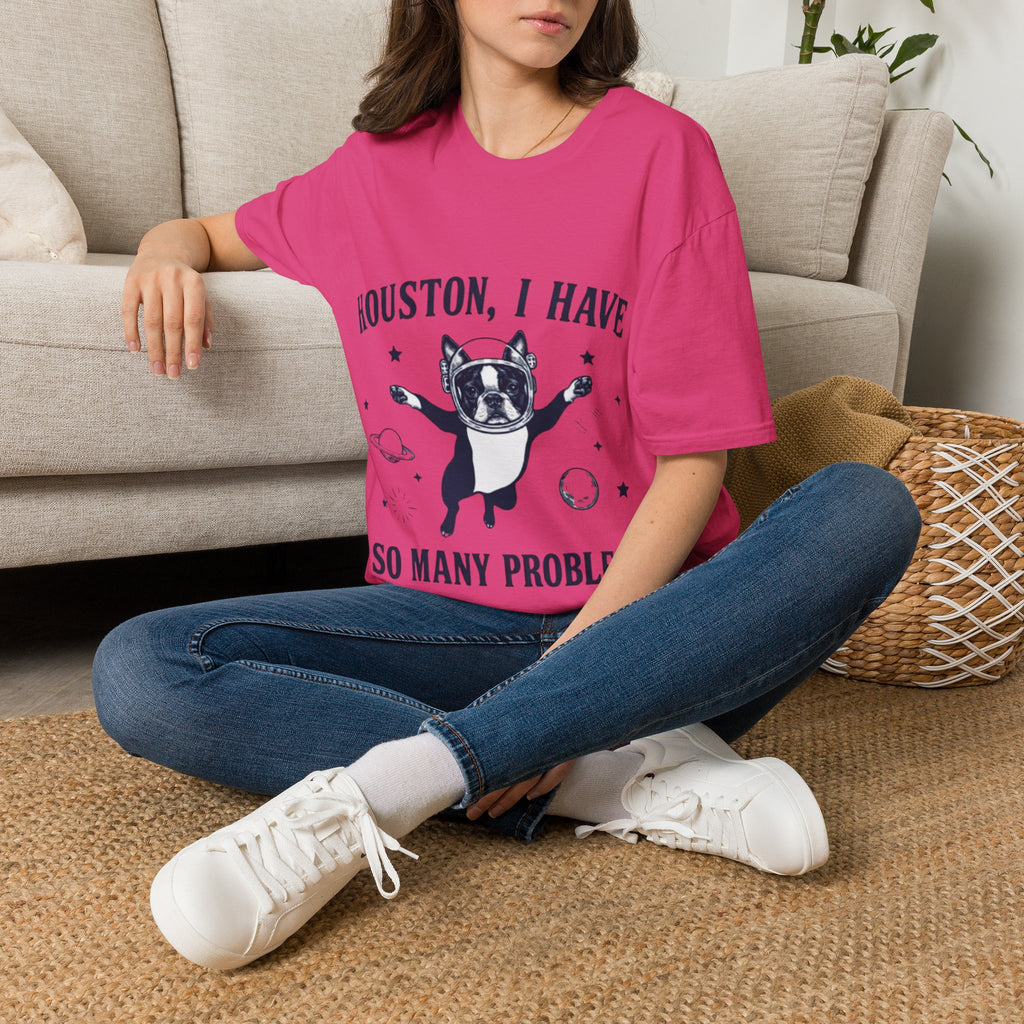 Adult T-Shirt — "Houston, I Have So Many Problems" Astronaut Dog Graphic Tee