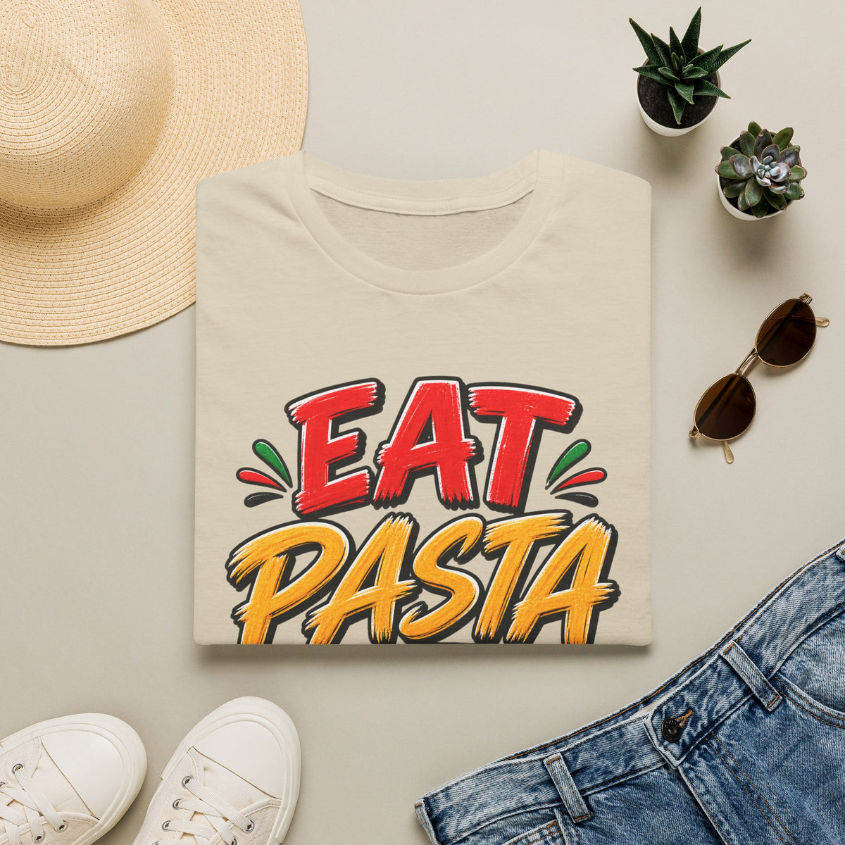 Eat Pasta Run Fasta Adult T-Shirt — Funny Italian Food & Running Graphic Tee