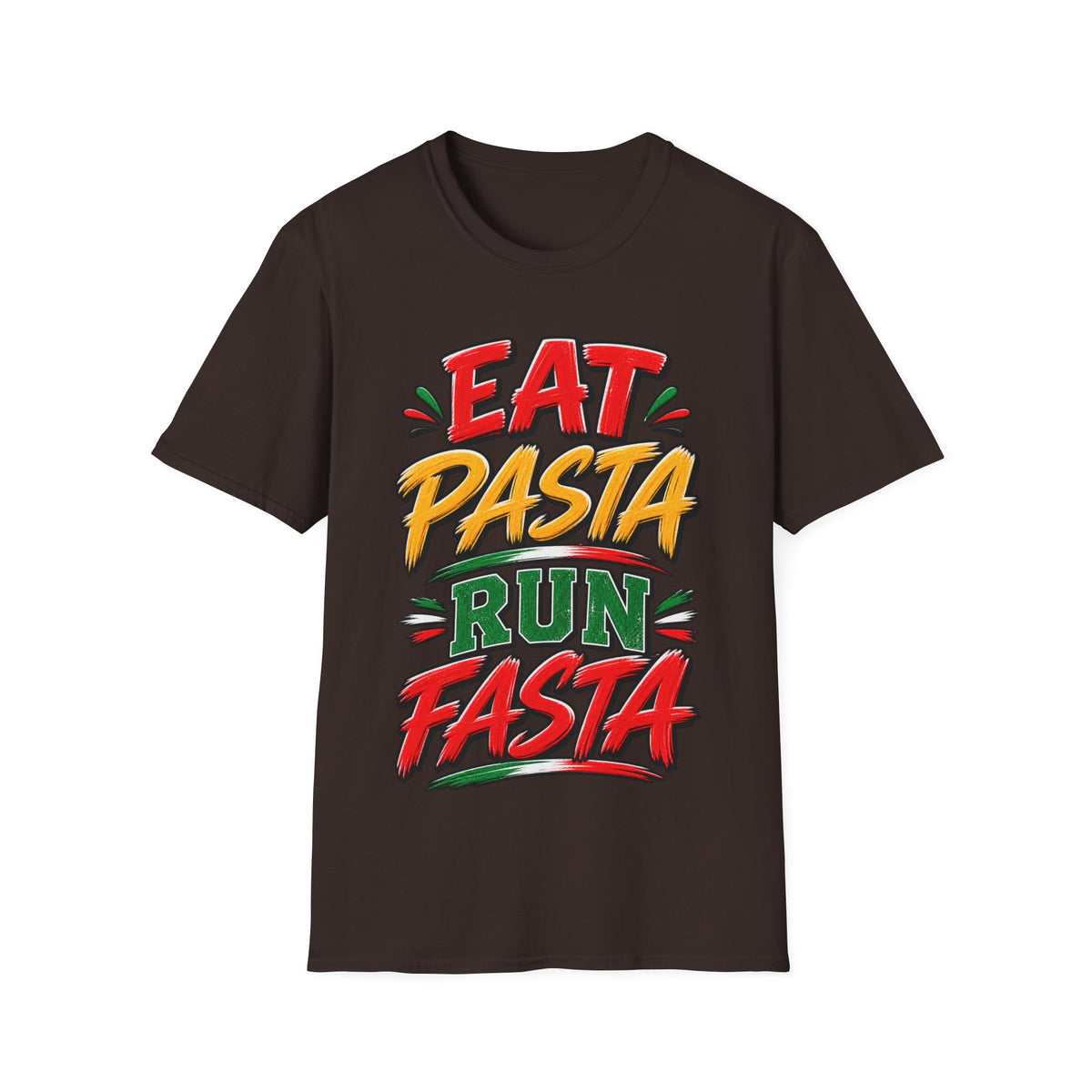 Eat Pasta Run Fasta Adult T-Shirt — Funny Italian Food & Running Graphic Tee