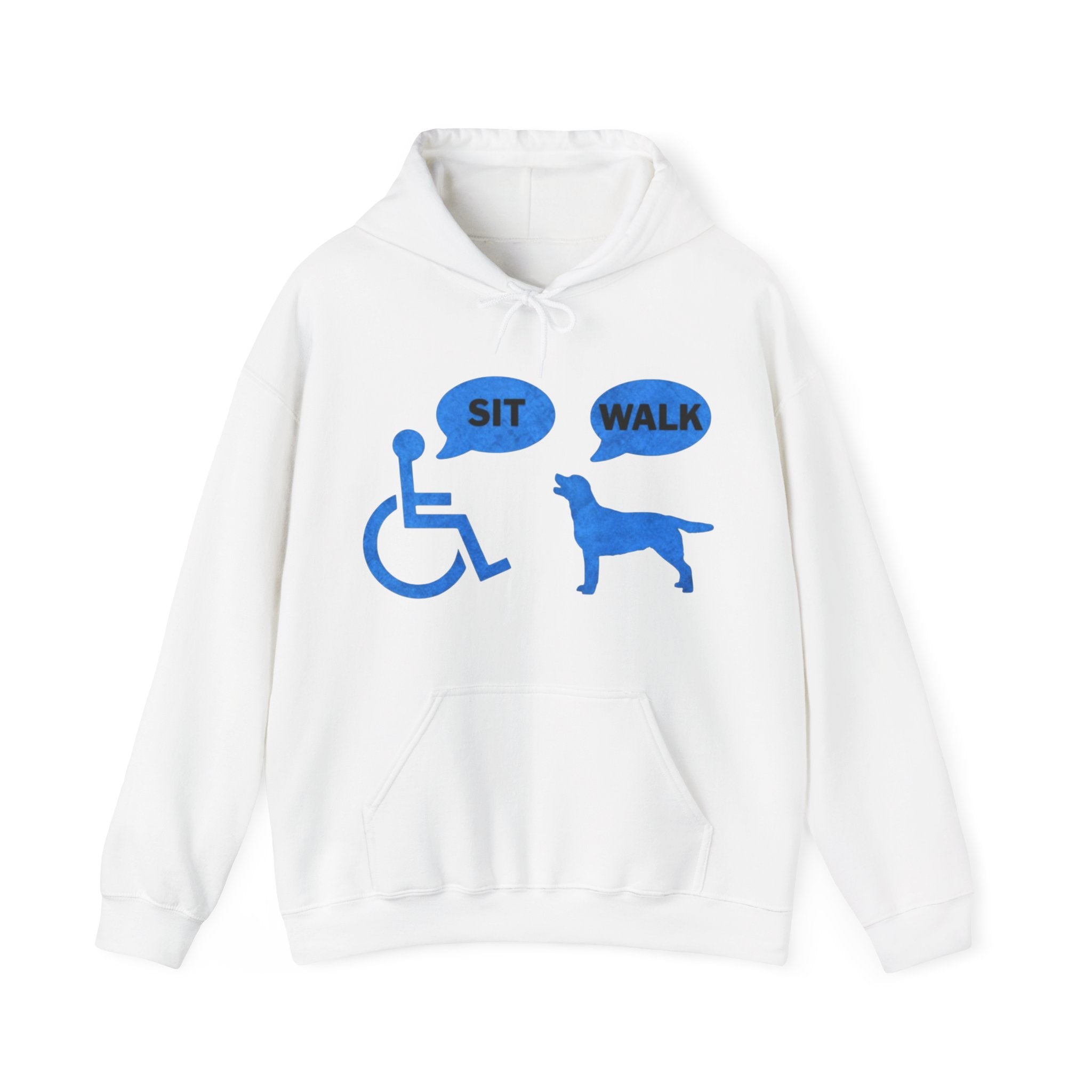 Hoodie - Wheelchair & Dog Speech Bubbles “SIT / WALK” Rescue Pet Support Sweatshirt