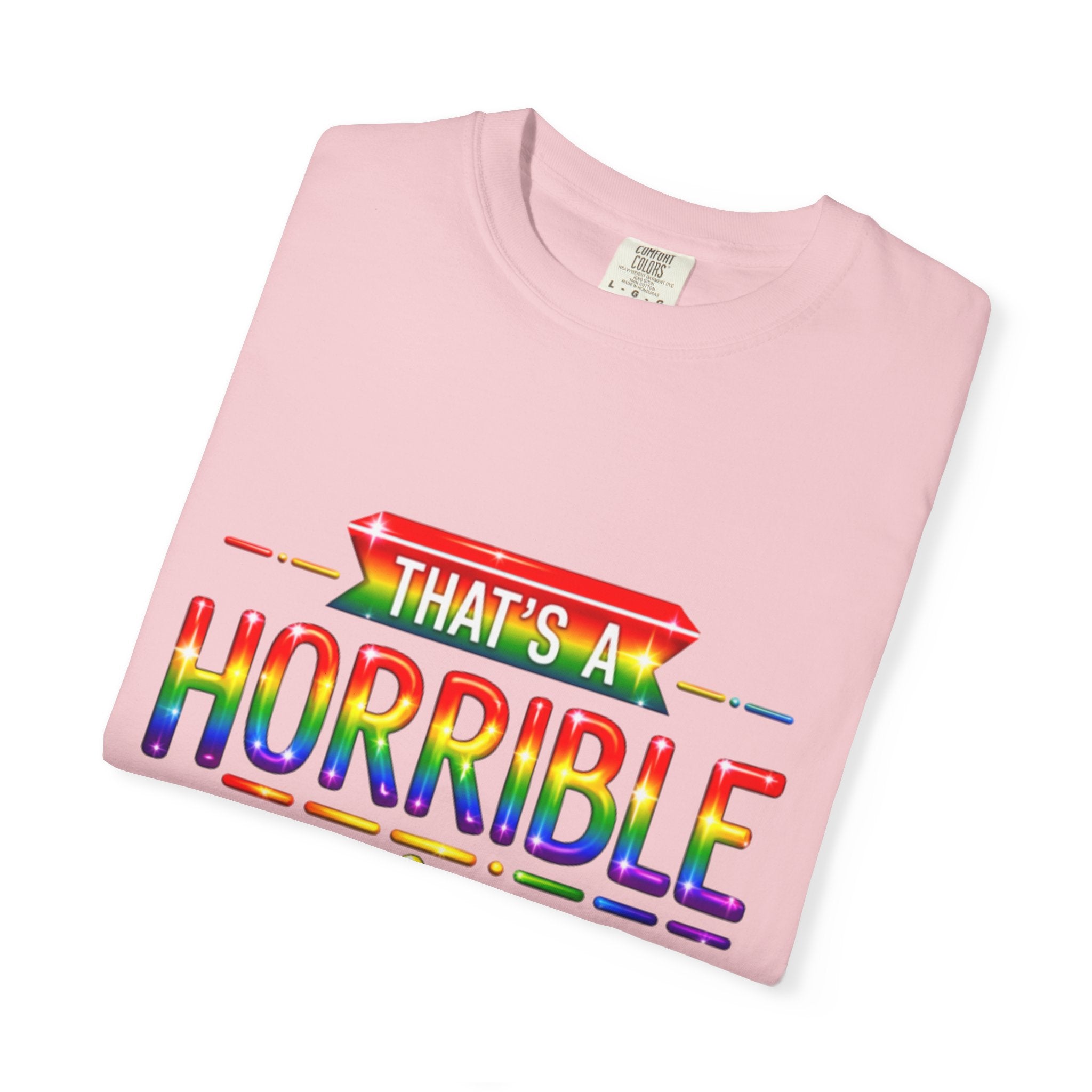Funny Rainbow “That’s a Horrible Idea — What Time?” Adult T-Shirt