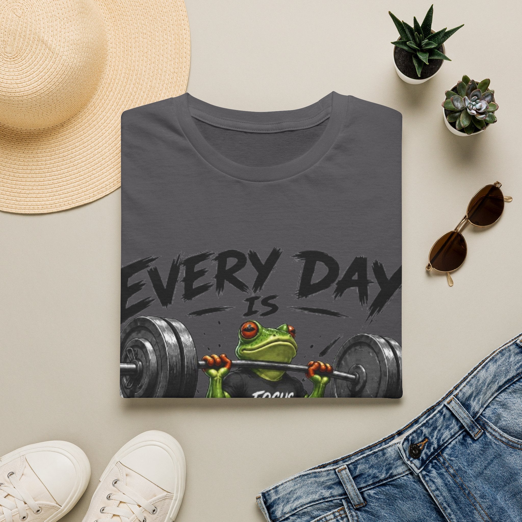Weightlifting Frog Adult T‑Shirt — "Every Day Is Leg Day" Graphic Tee