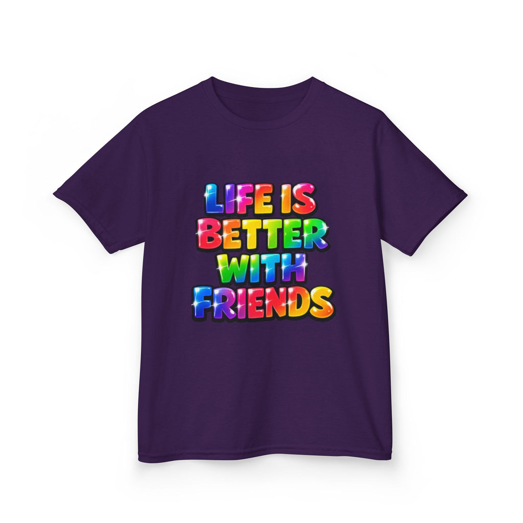 Kids T-Shirt — "Life Is Better With Friends" Rainbow Graphic Tee