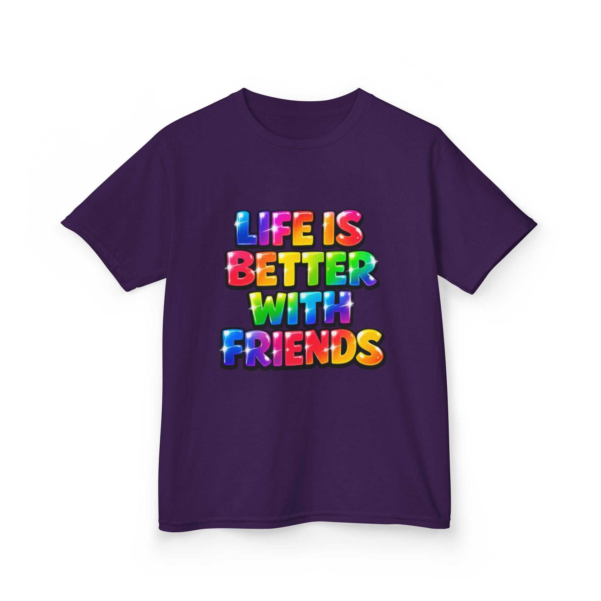Kids T-Shirt — "Life Is Better With Friends" Rainbow Graphic Tee