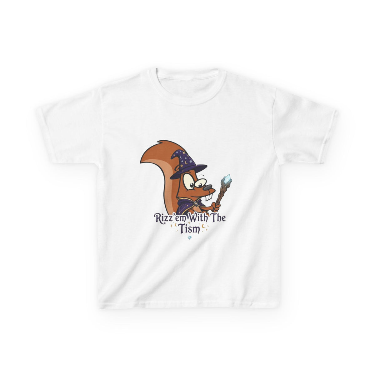 Wizard Fox kids Kids T‑Shirt — "Rizz em With The 'Tism" Cute Magical Tee