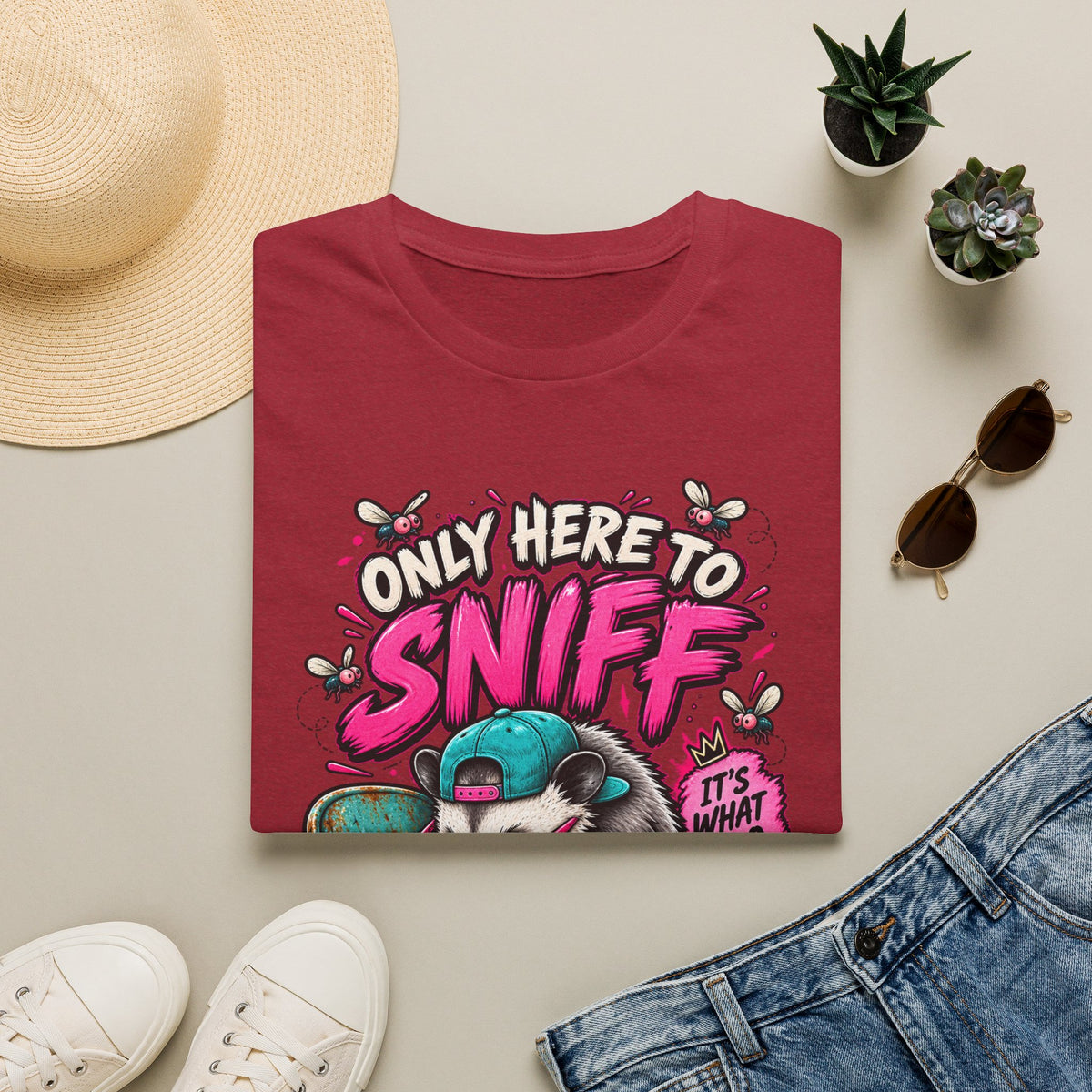 Adult T-Shirt — "Only Here to Sniff Chairs" Cute Ferret Graphic Tee