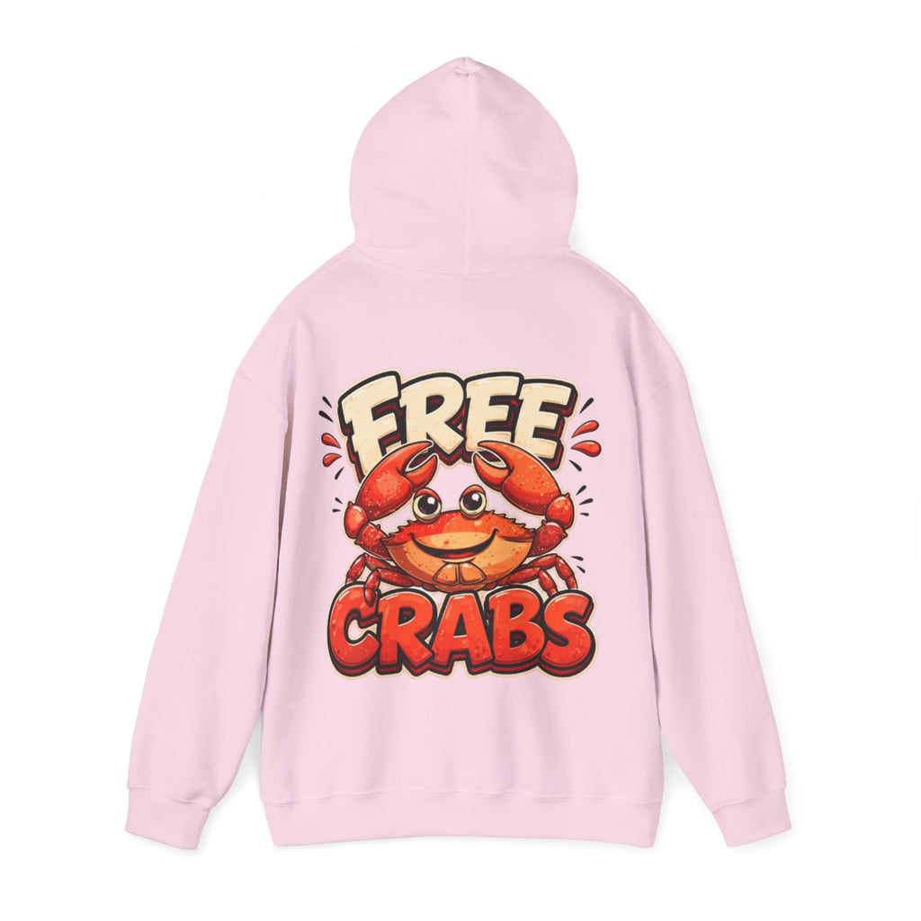 Adult Hoodie — Cute 'Free Crabs' Cartoon Crab Graphic Pullover