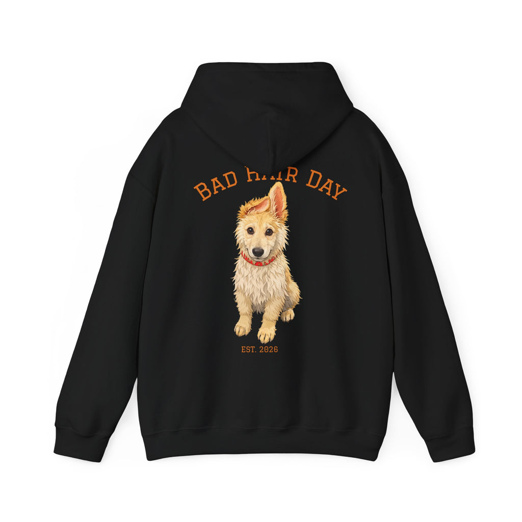 Bad Hair Day Puppy Adult Hoodie | Cute Dog Illustration Sweatshirt
