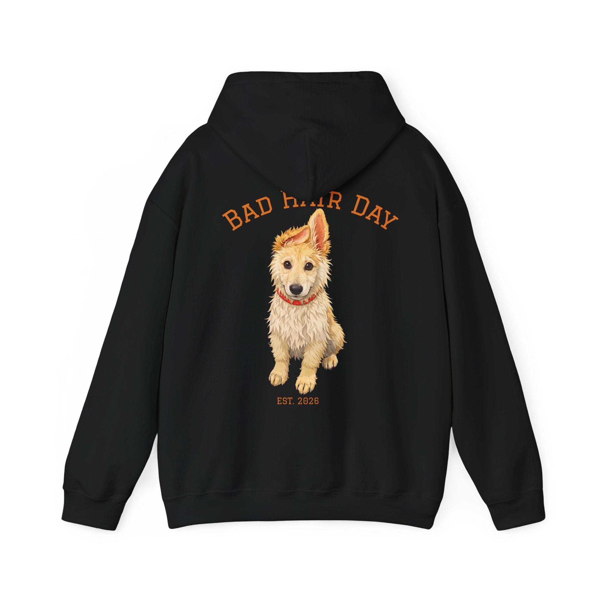 Bad Hair Day Puppy Adult Hoodie | Cute Dog Illustration Sweatshirt