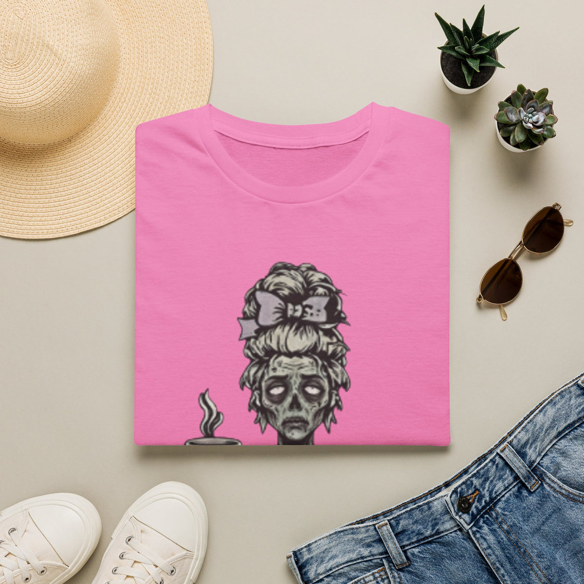 Mombie Adult T-Shirt – Funny Zombie Coffee Tee for Halloween & Horror Fans