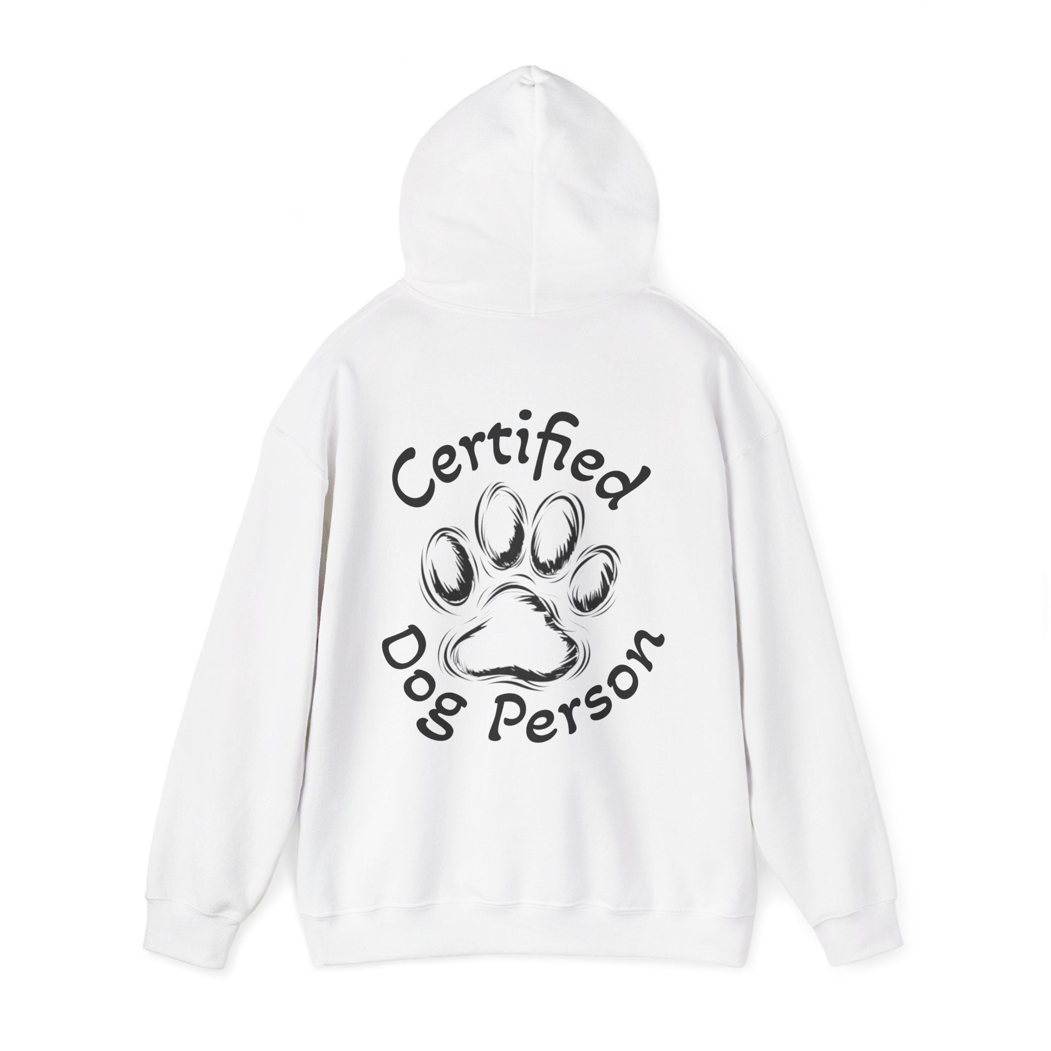Certified Dog Person Adult Hoodie - Paw Print Graphic Dog Lover Sweatshirt