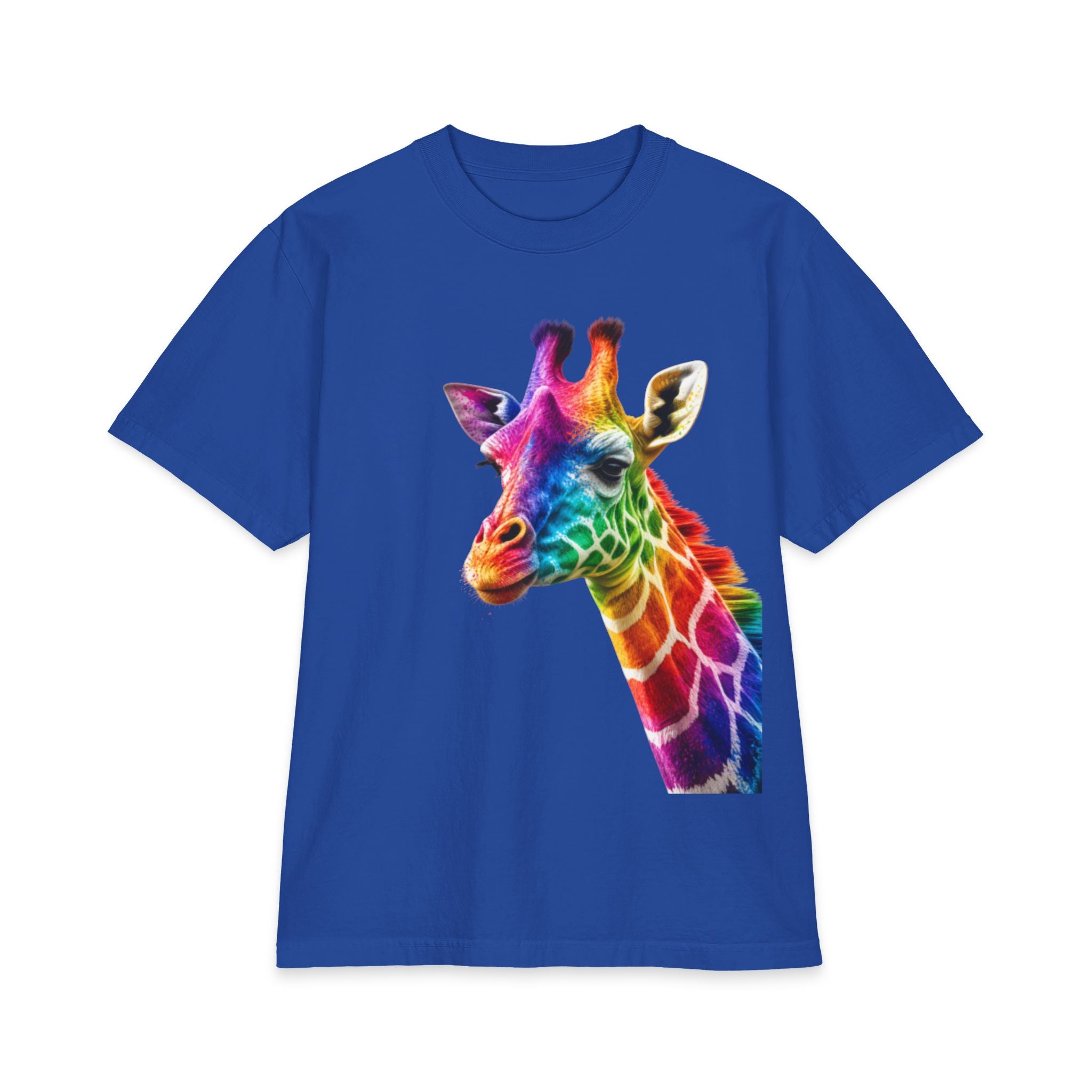 Rainbow Watercolor Giraffe Adults T-Shirt | Colorful Animal Print Tee