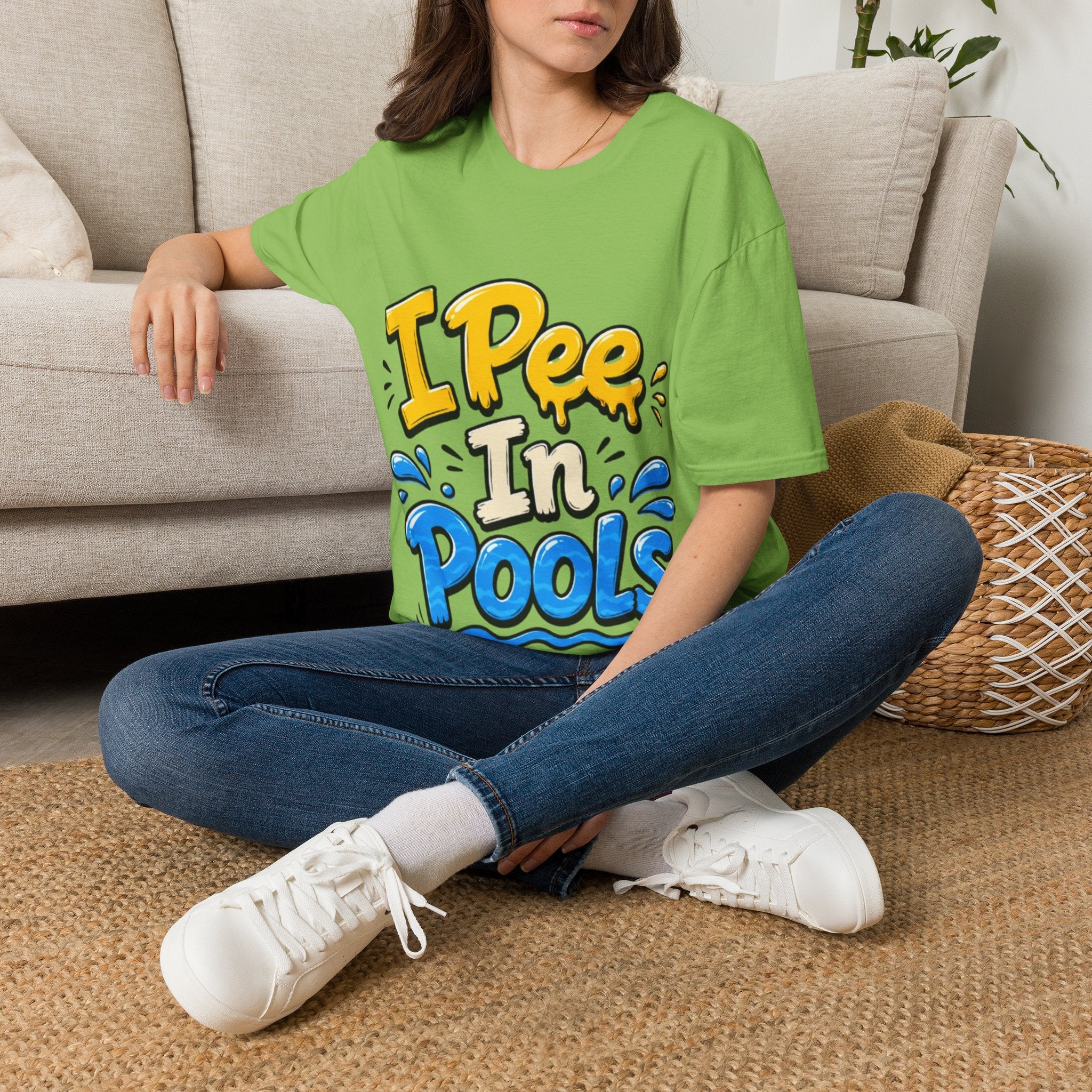 Funny "I Pee in Pools" Adult T-Shirt — Humorous Summer Pool Party Tee