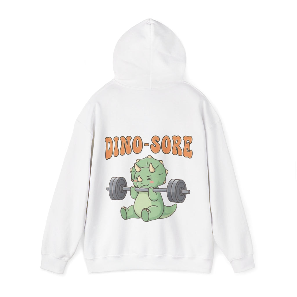 Dino-Sore Adult Hoodie — Cute Triceratops Weightlifting Sweatshirt